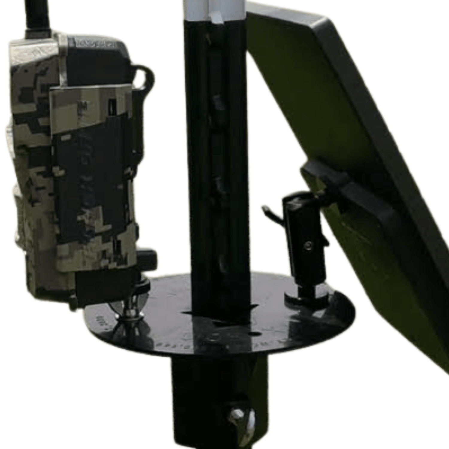 Patented T-Post Trail Camera &amp; Solar Panel Mount — 1 Articulating Arm
