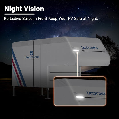 Umbrauto Slide-In Truck Camper Cover — 300D Oxford Waterproof RV Cover, Silver-Coated All-Weather Protection with Windproof Straps &amp; Air Vents