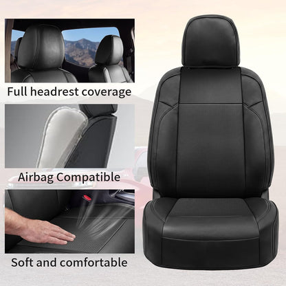 Umbrauto Seat Covers for Toyota Tacoma 2016-2023 Double &amp; Crew Cab,Nappa Leather, 3D Laser-Scan Custom Fit, Waterproof, Easy-Clean, Full Coverage, Airbag Compatible, Pet &amp; Scratch Protection