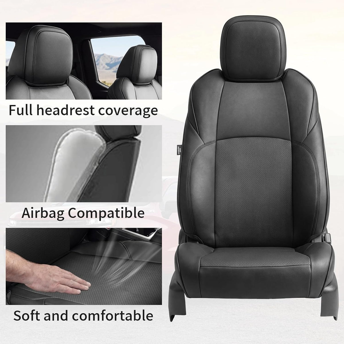 Truck Seat Covers for Toyota Tacoma 2024-2026 Double Cab, Nappa Leather, 3D Laser-Scan Custom Fit, Waterproof, Easy-Clean, Full Coverage, Airbag Compatible, Pet &amp; Scratch Protection