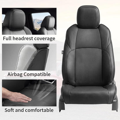 Truck Seat Covers for Toyota Tacoma 2024-2026 Double Cab, Nappa Leather, 3D Laser-Scan Custom Fit, Waterproof, Easy-Clean, Full Coverage, Airbag Compatible, Pet &amp; Scratch Protection