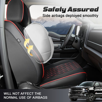 Umbrauto Leather Seat Covers for Silverado/Sierra, Waterproof Custom Full Set Seatcovers for Chevy Silverado/GMC Sierra 2007-2013 &amp; 2019-2026 1500, 2020-2026 2500HD 3500HD Crew/Double/Extended Cab
