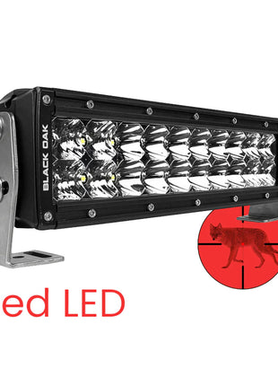 Black Oak 10" Red LED Predator Hunting Light Bar - Combo Optics - Black Housing - Pro Series 3.0 [10R-D3OS]