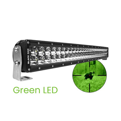 Black Oak 30&quot; Curved Double Row Green LED Hog Hunting Light Bar - Combo Optics - Black Housing - Pro Series 3.0 [30CG-D3OS]