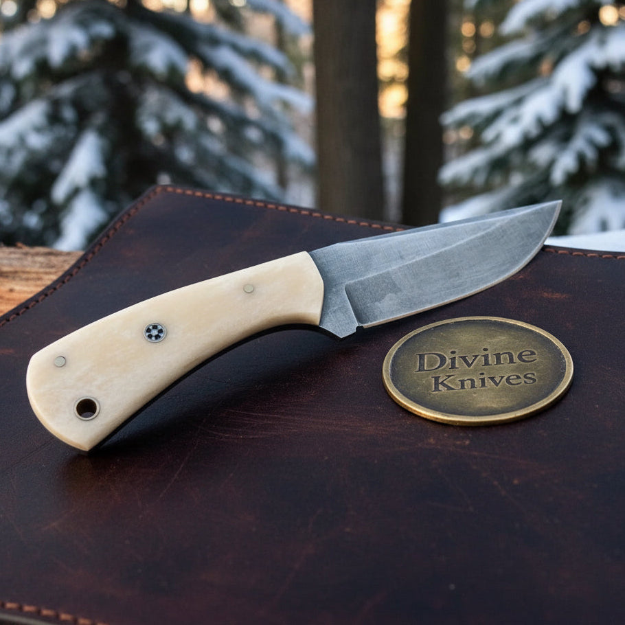 White Bone Handle High Carbon Hunting Knife for Everyday Carry and the Field