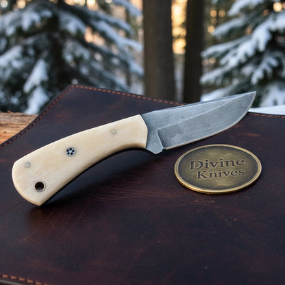 White Bone Handle High Carbon Hunting Knife for Everyday Carry and the Field