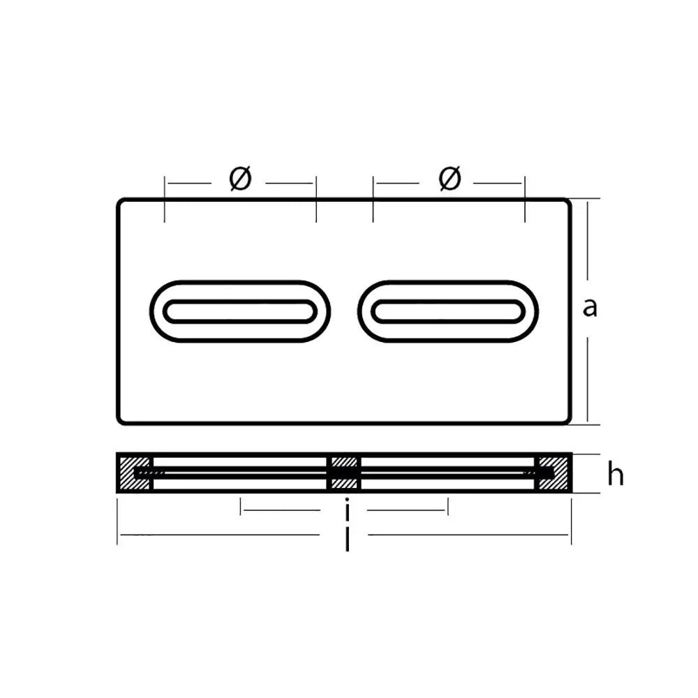 Tecnoseal Rectangular Zinc Plate Anode w/Inserts - 12" x 6" x 1" [TEC-DIVERSD]