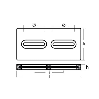 Tecnoseal Rectangular Zinc Plate Anode w/Inserts - 12" x 6" x 1" [TEC-DIVERSD]