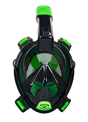 Aqua Leisure Frontier Full-Face Snorkeling Mask - Adult Sizing - Eye to Chin  4.5" - Green/Black [DPM17478LBLC]