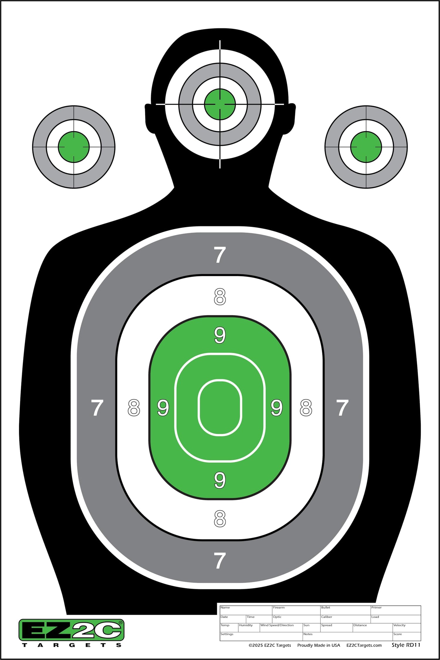 EZ2C RD11 Silhouette 12"x18"  Paper Shooting Target Made in USA