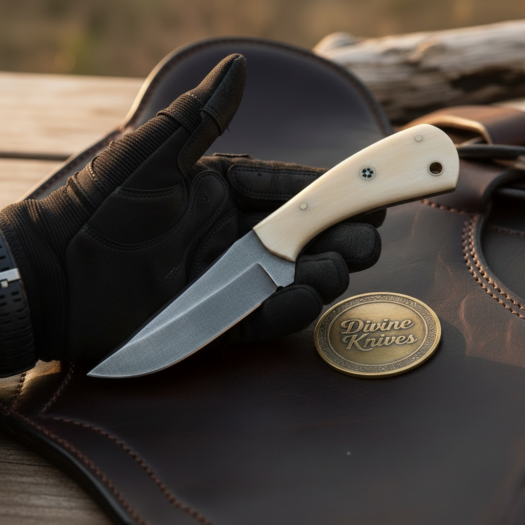 White Bone Handle High Carbon Hunting Knife for Everyday Carry and the Field
