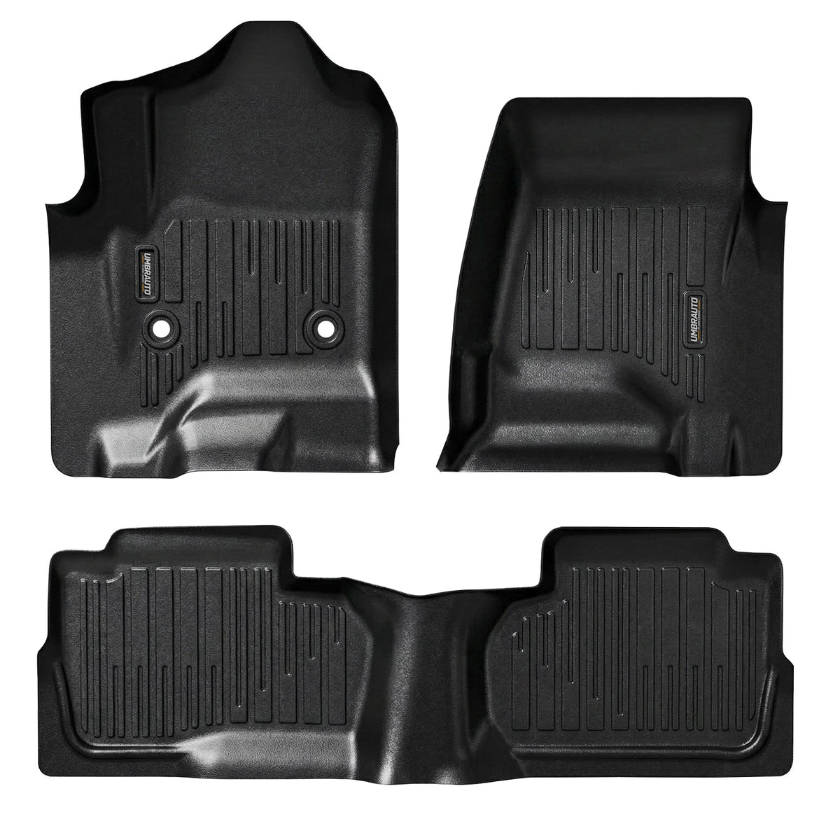 Umbrauto Custom Fit Floor Mats for Chevy Silverado/GMC Sierra Double Cab 1500 2014-2018, 2500HD/3500HD 2015-2019, All Weather TPE Truck Floor Liners for Carpet Floor, Front&amp;Rear Row, Footwell Coverage