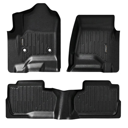 Umbrauto Custom Fit Floor Mats for Chevy Silverado/GMC Sierra Double Cab 1500 2014-2018, 2500HD/3500HD 2015-2019, All Weather TPE Truck Floor Liners for Carpet Floor, Front&amp;Rear Row, Footwell Coverage