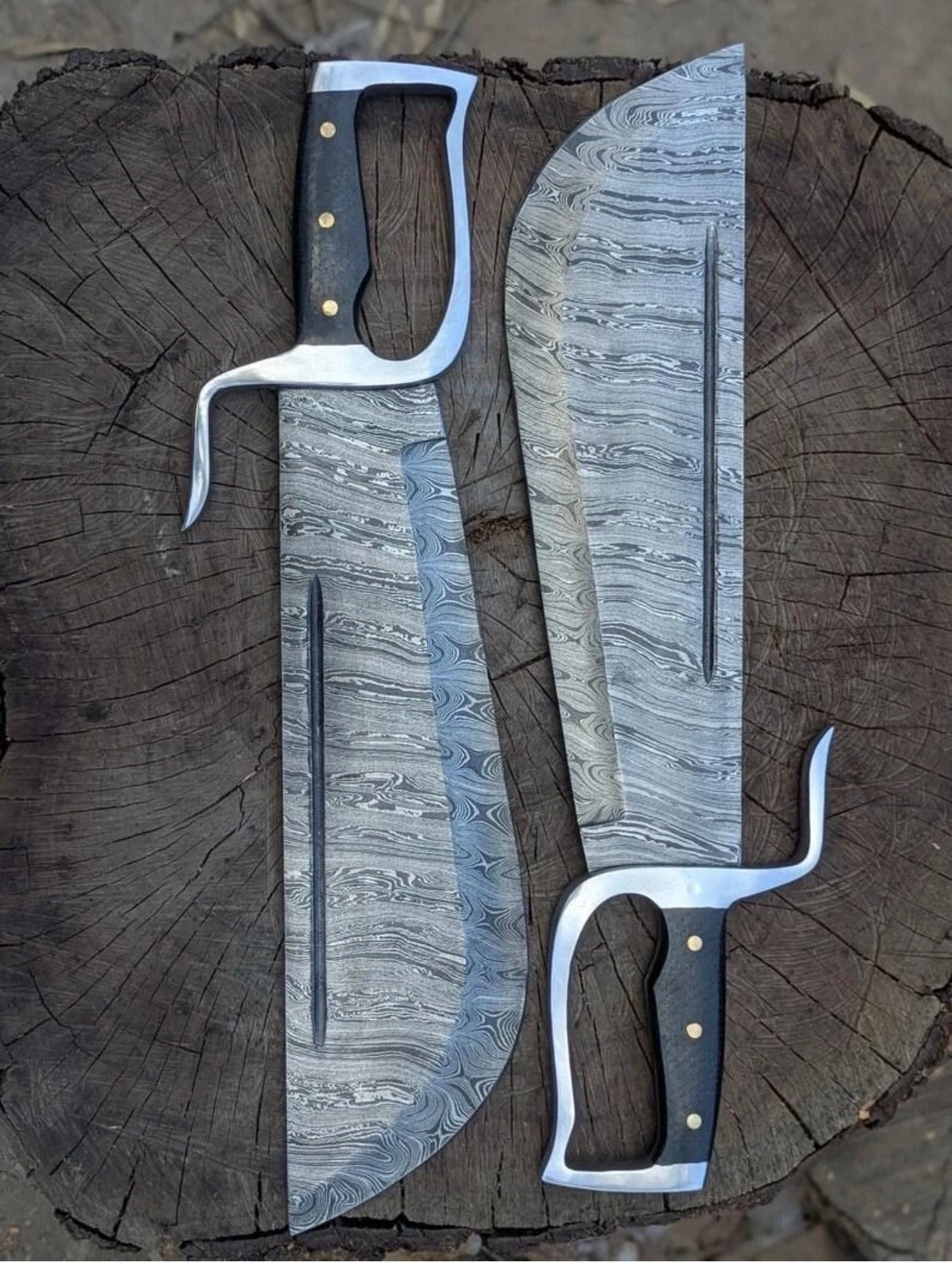 Wing Chun Butterfly Swords with Wood Grain Damascus Blades