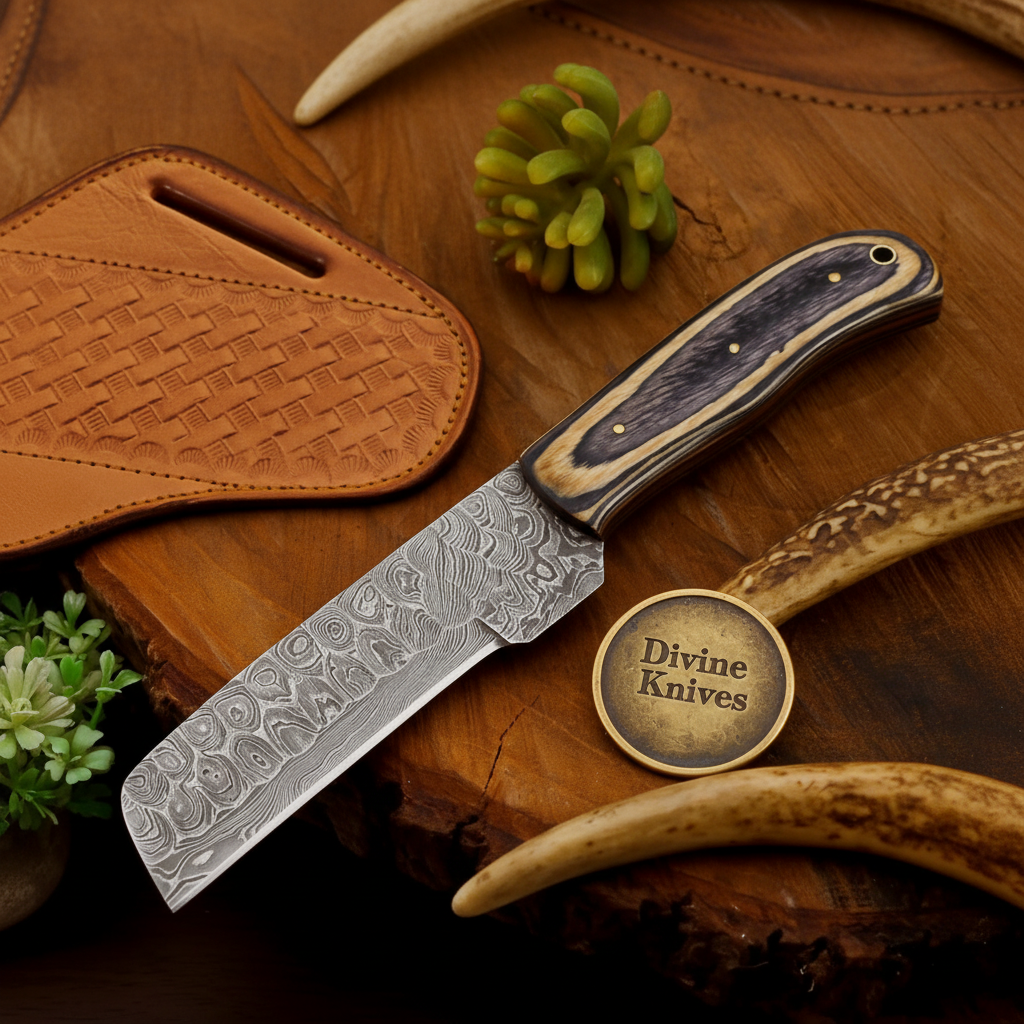Dual-Tone Pakkawood Bone Bull Cutter with Stacked Handle Design
