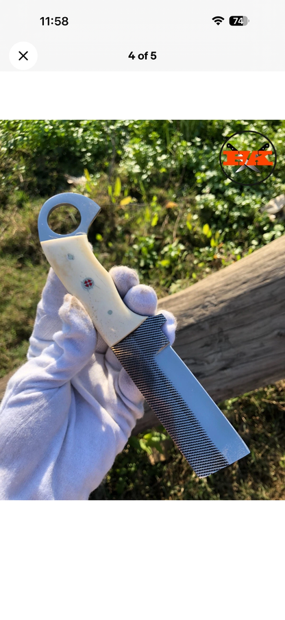 Rasp Steel Bone Bull Cutter with File Texture and Ring Handle