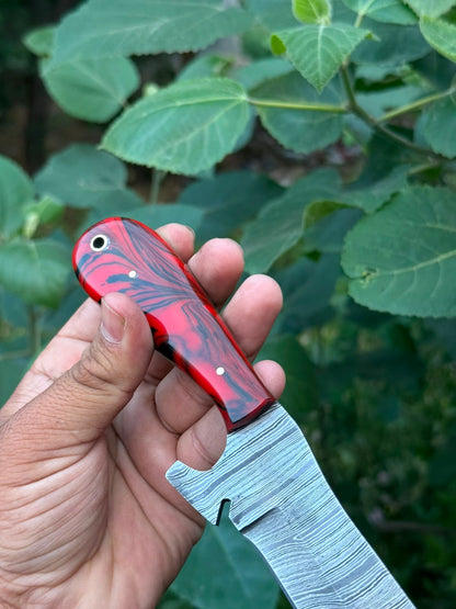 Crimson Razor Edge Bull Cutter Knife with Marbled Handle