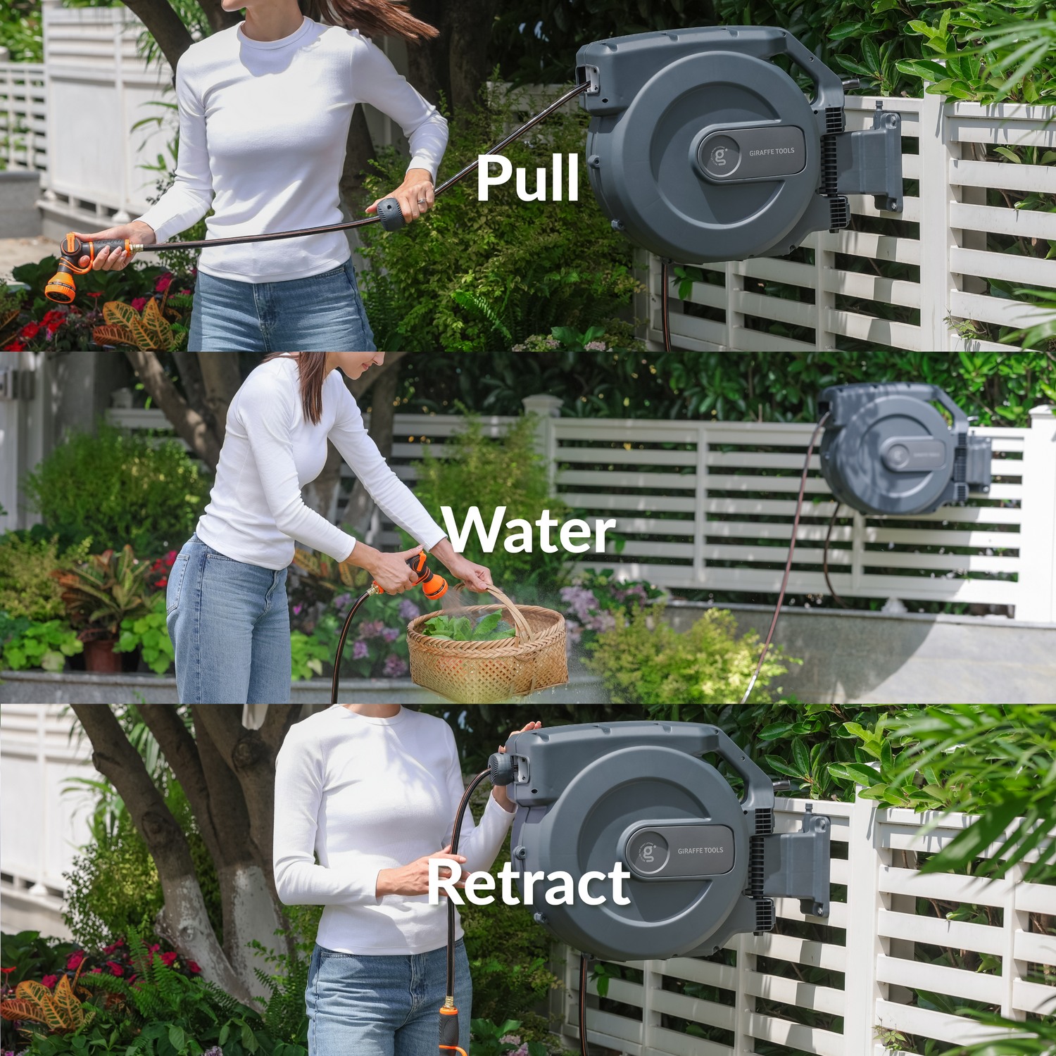 Retractable Garden Hose Reel-5/8 in-115ft