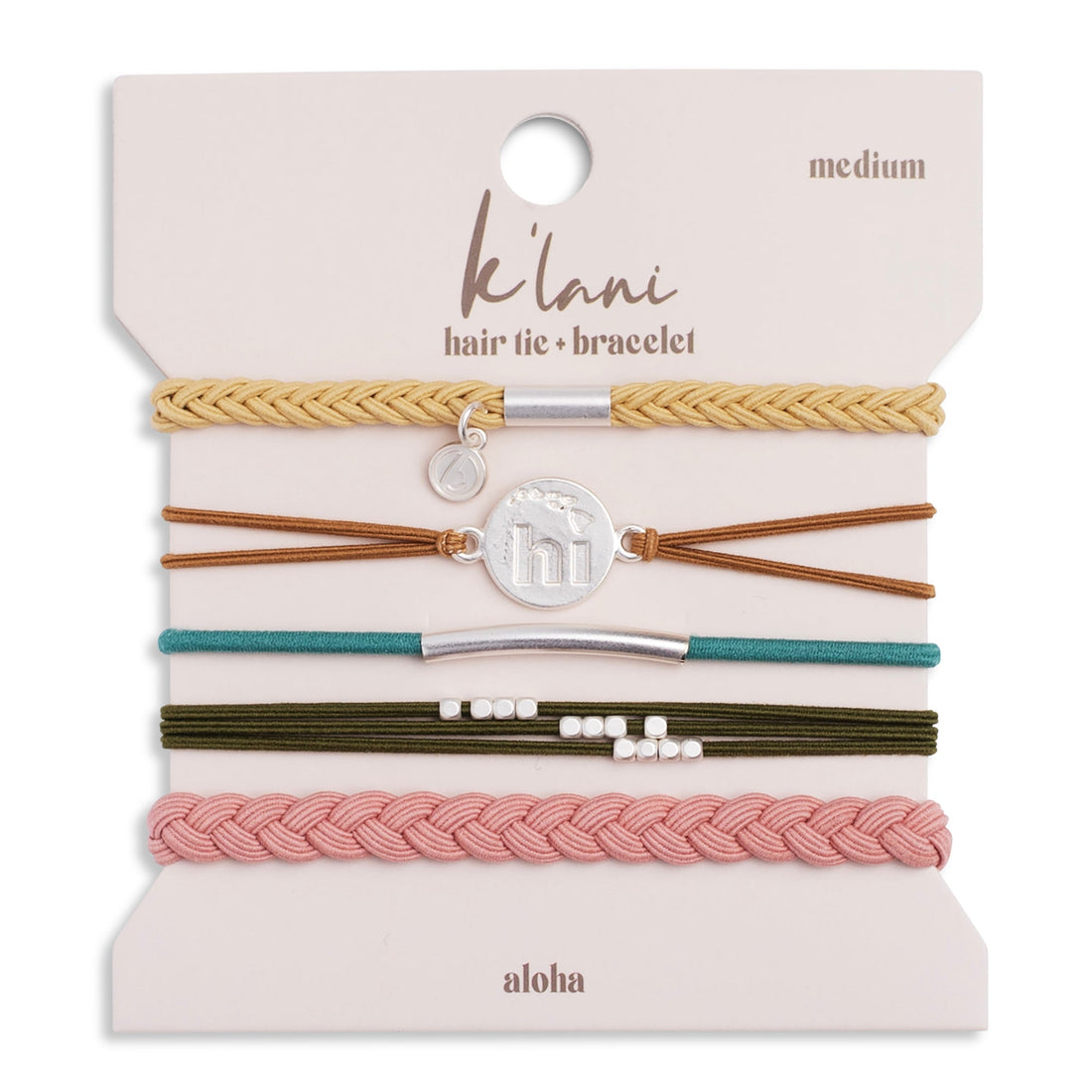 "Aloha" Silver Hawaii Charm Hair Tie Bracelets