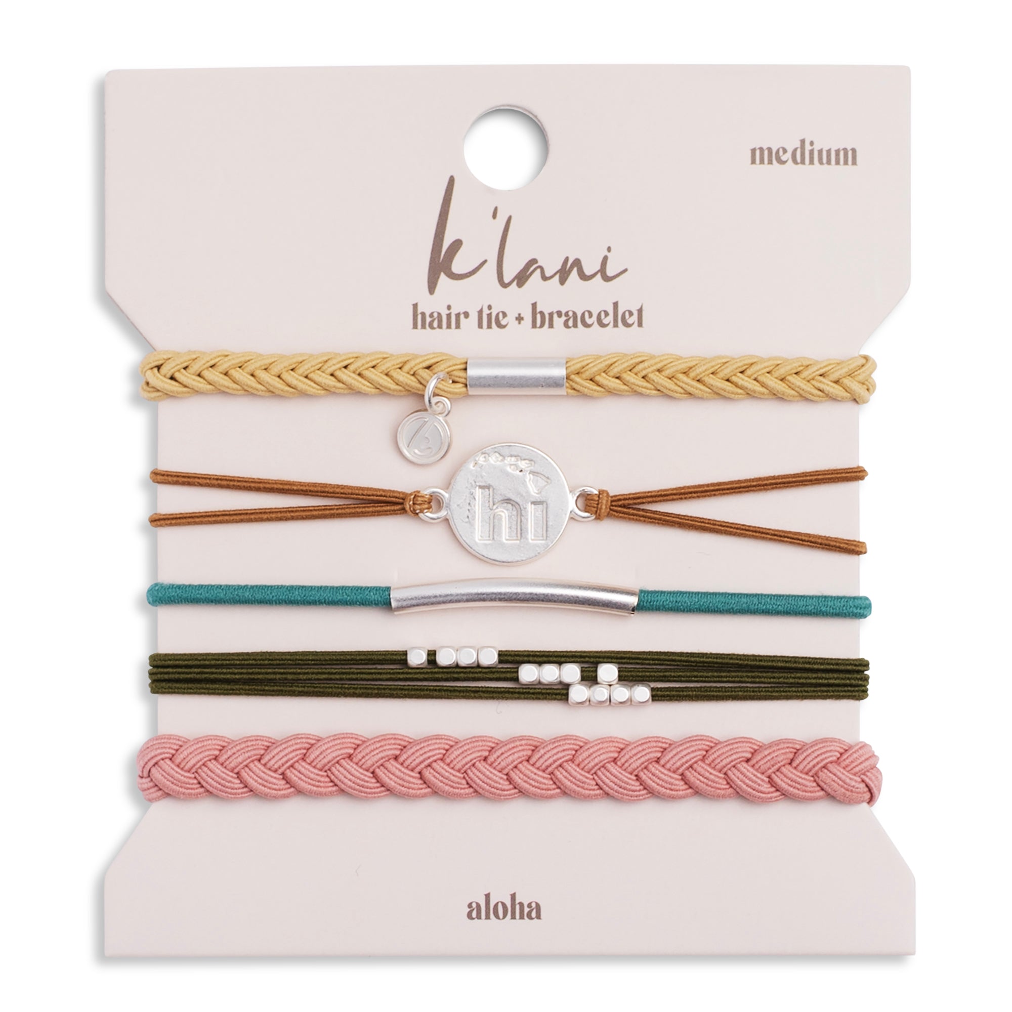 "Aloha" Silver Hawaii Charm Hair Tie Bracelets