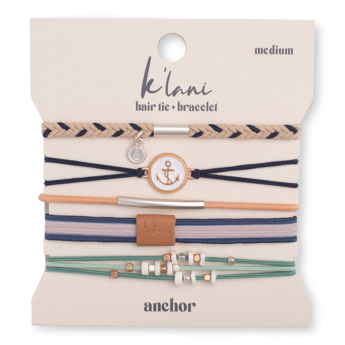 "Anchor" Nautical Colors with Anchor Charm Hair Tie Bracelets