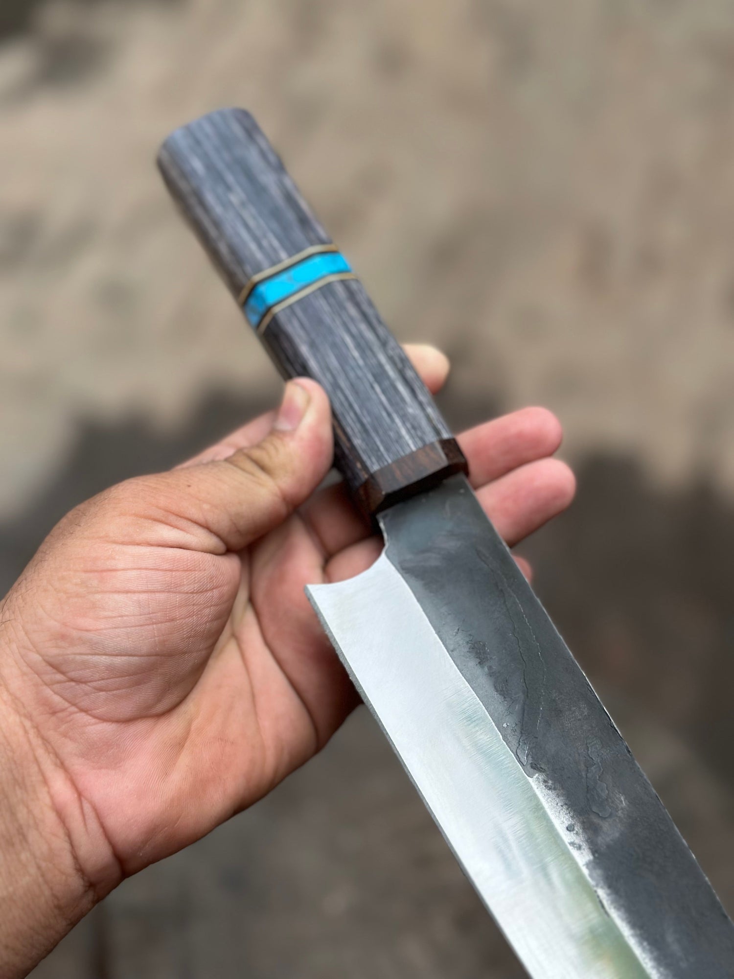 Japanese Gyuto Chef Knife 8” – Kurouchi Finish Blade with Wa Handle, Traditional Meiji Style