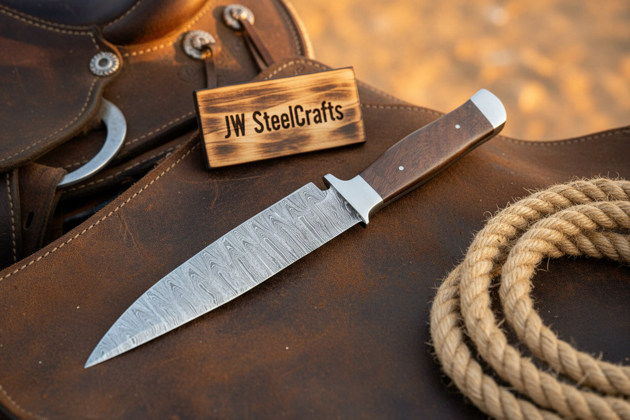 European Carving Knife Damascus Blade Wooden Handle Fixed Blade Tool