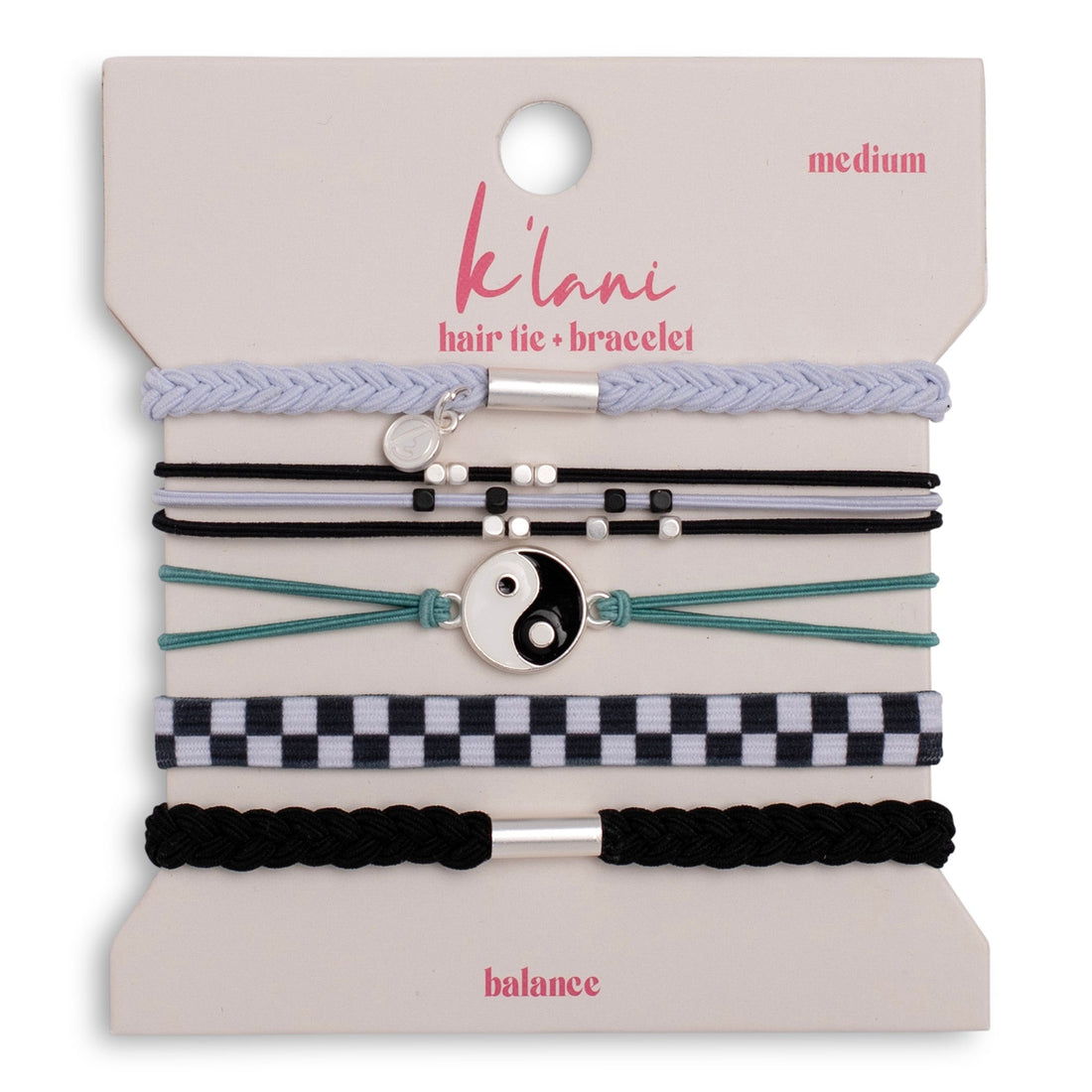 "Balance" Black &amp; White Yin Yang Hair Tie Bracelets