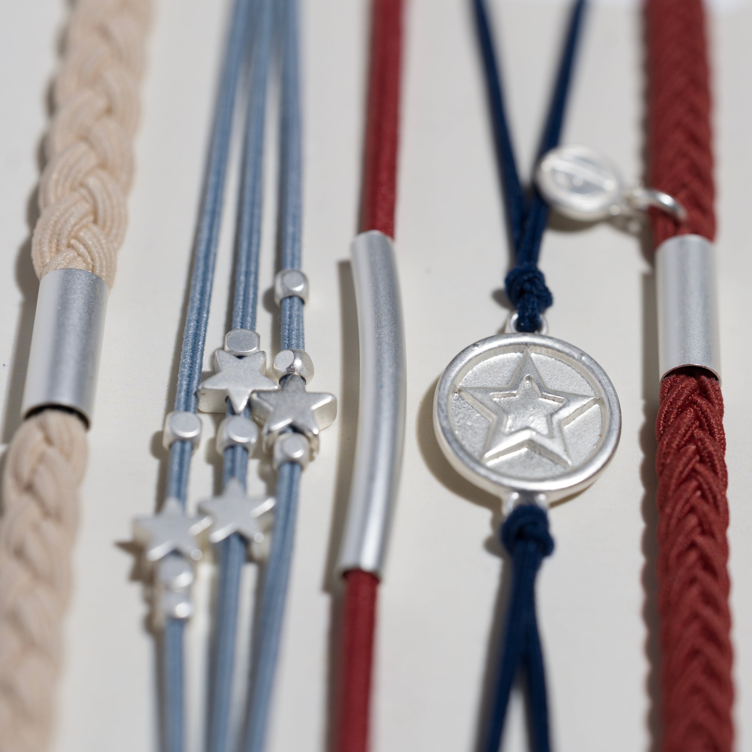 "Brave" Red, White &amp; Blue with Silver Star Accents