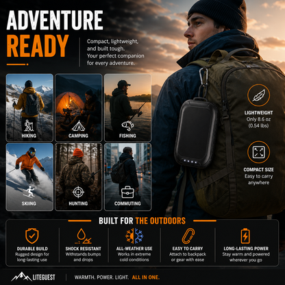 LITEGUEST 3-in-1 Heated Hand Warmer – Power Bank &amp; LED Light