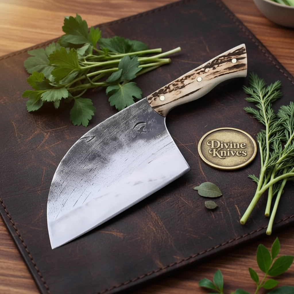 Staghorn High Carbon Cleaver for Meat and Vegetable Prep