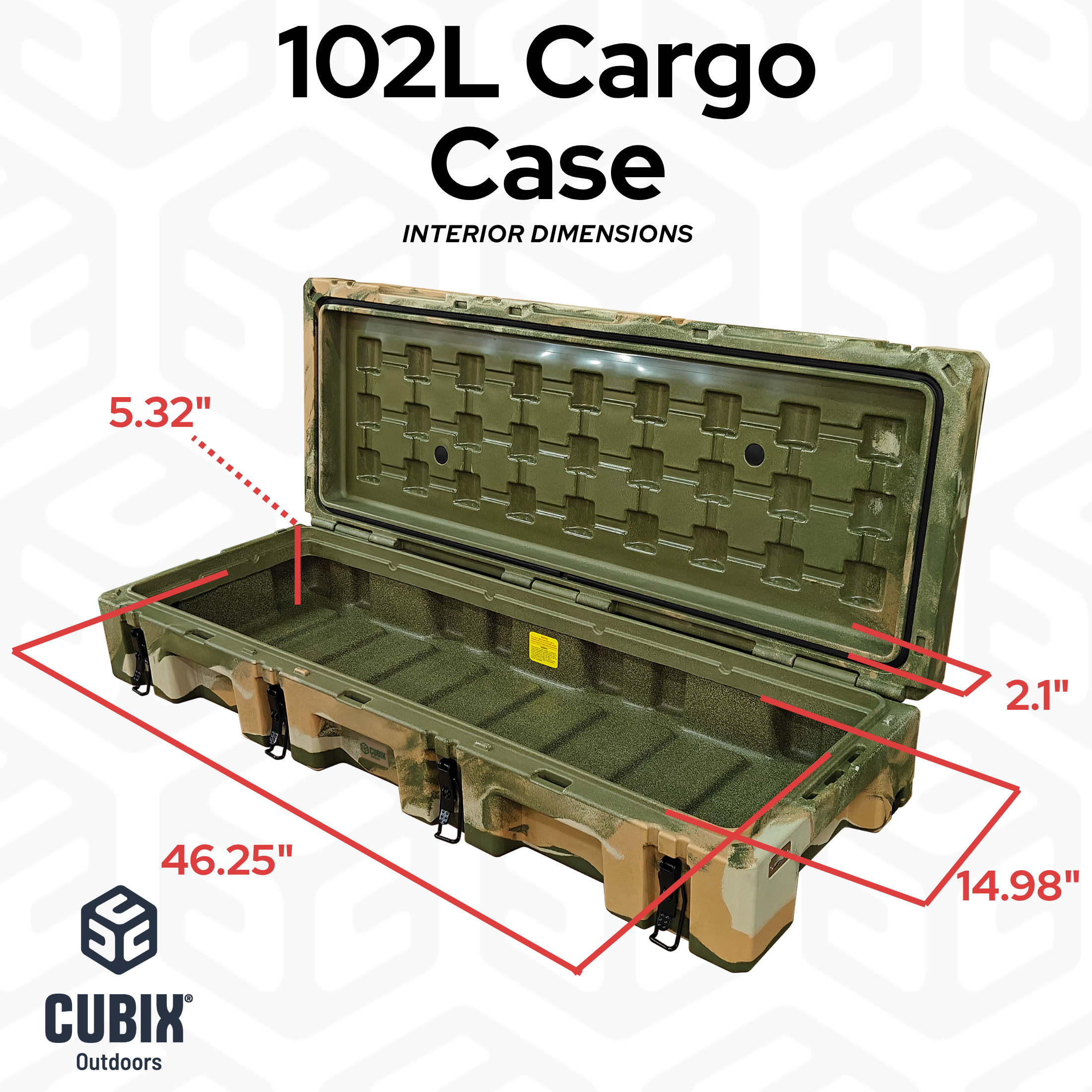 Cubix Outdoors 102L Heavy-Duty Rotomolded Cargo Case — Hunting, Fishing &amp; Gear Storage