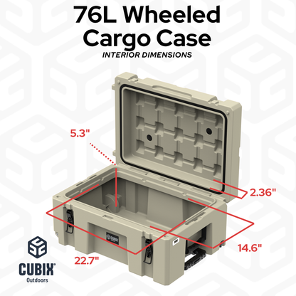 Cubix 76L Rolling Cargo Case — Wheeled Rotomolded Gear, Tool &amp; Storage Box