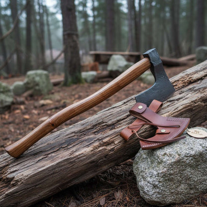 Hand-forged Damascus Bearded Axe for Bushcraft &amp; Trail Work