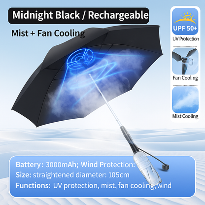 LITEGUEST Cooling Fan Umbrella | Mist Spray &amp; UPF50+ Protection