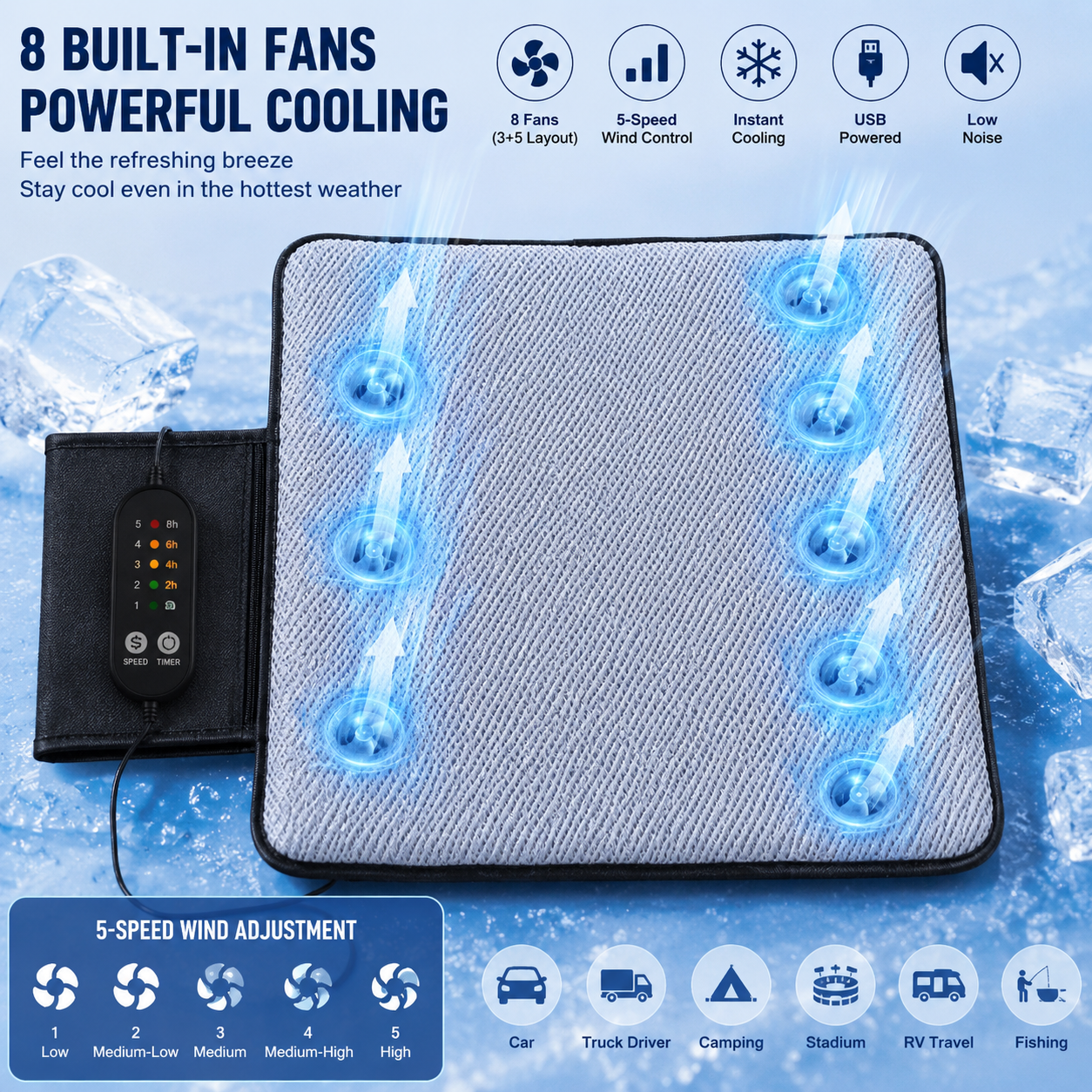 LITEGUEST Ventilated Cooling Seat Cushion | Outdoor USB Airflow Comfort