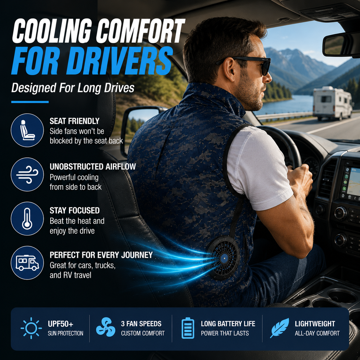 LITEGUEST 360° Side Fan Cooling Vest | Outdoor Summer Gear