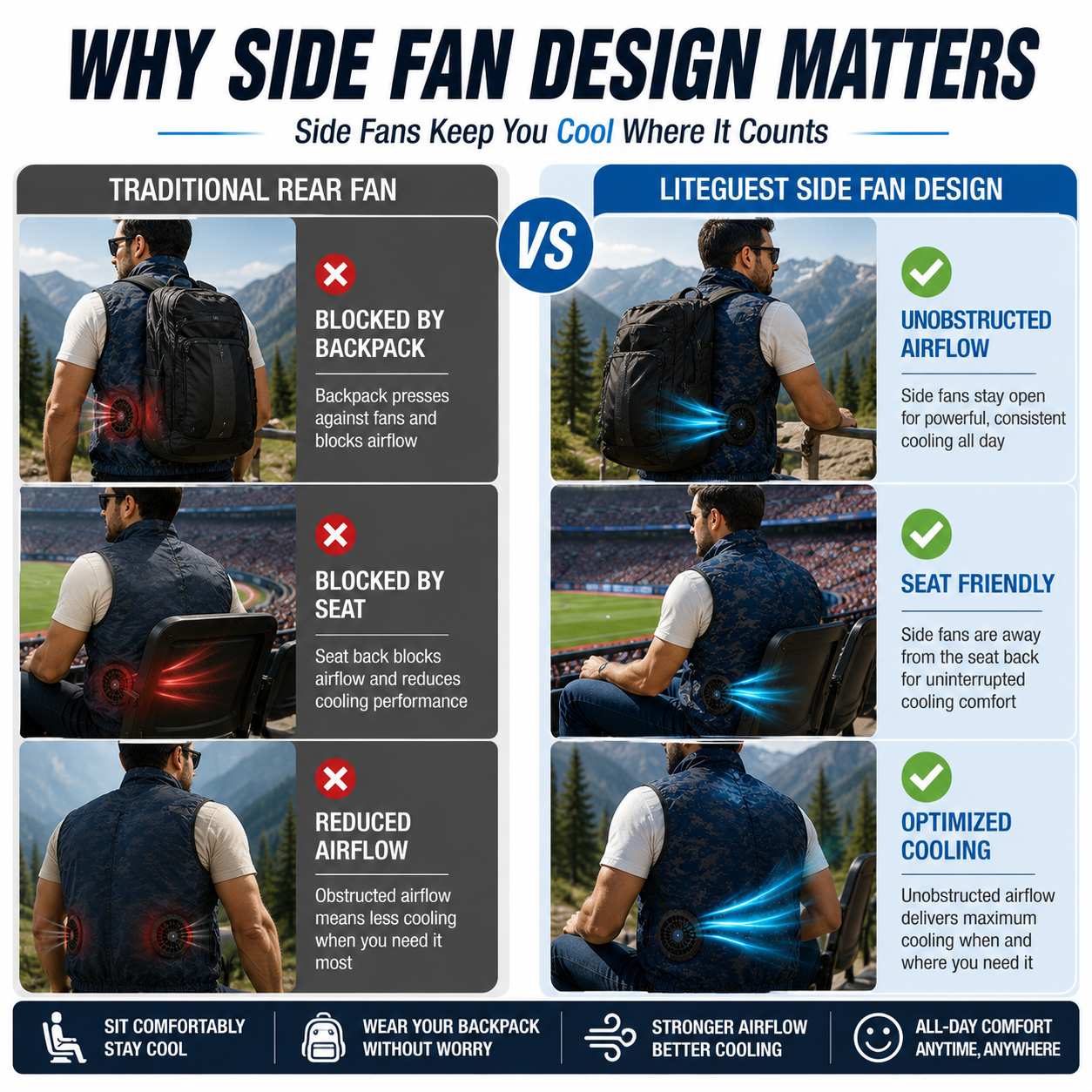 LITEGUEST 360° Side Fan Cooling Vest | Outdoor Summer Gear