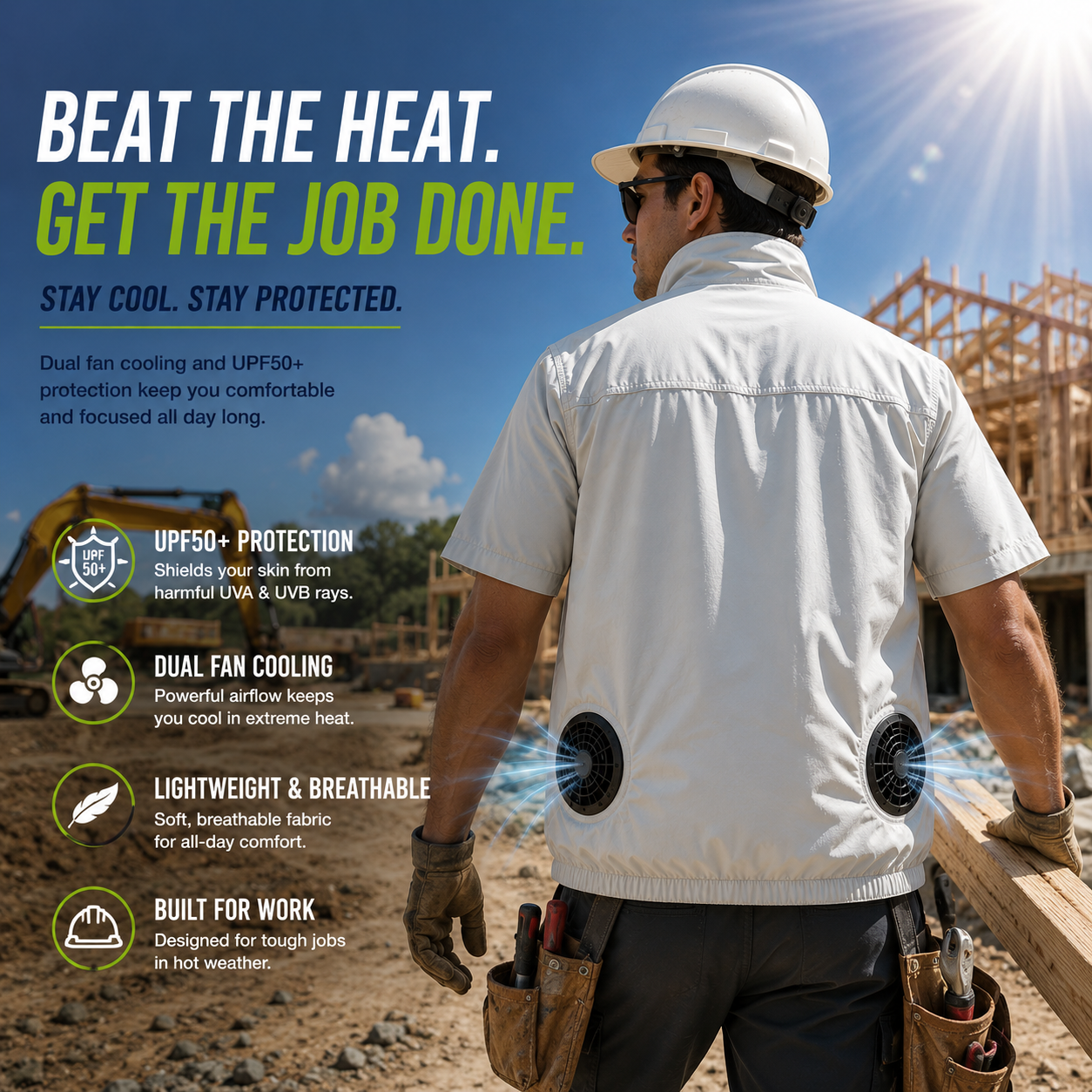 Liteguest UPF50+ Cooling Fan Vest for Hiking, Golf &amp; Outdoor Work