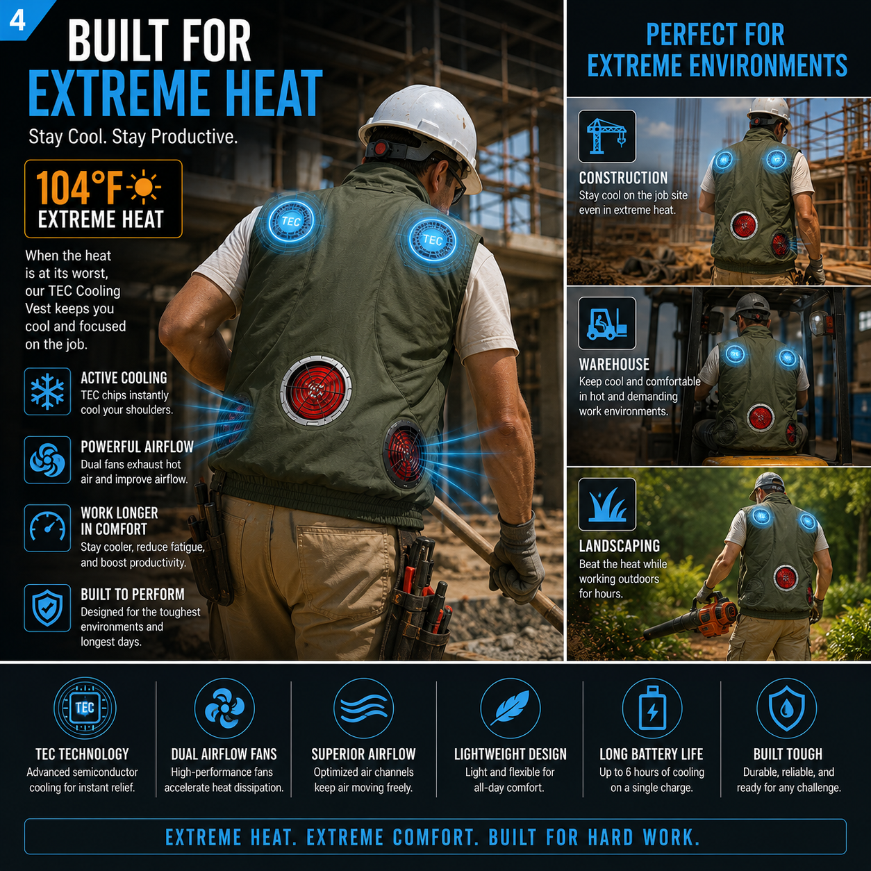 LITEGUEST Wearable Cooling Vest – TEC + Turbo Fan Active Cooling