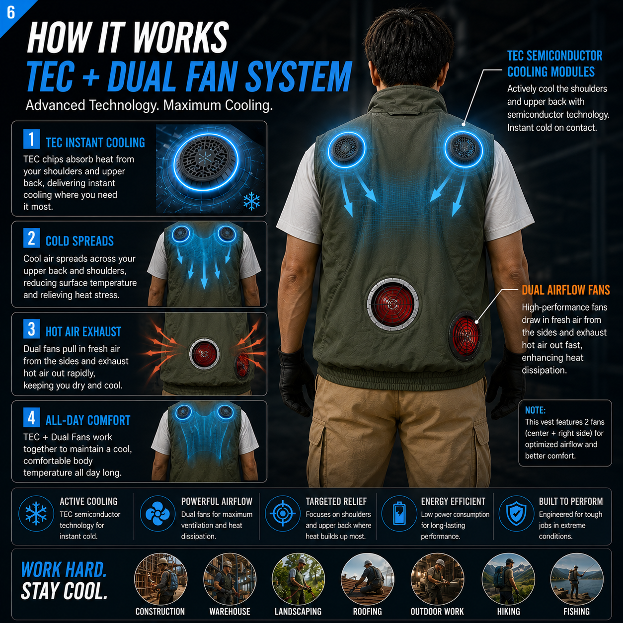 LITEGUEST Wearable Cooling Vest – TEC + Turbo Fan Active Cooling