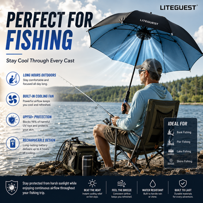 LITEGUEST Cooling Fan Umbrella | Mist Spray &amp; UPF50+ Protection