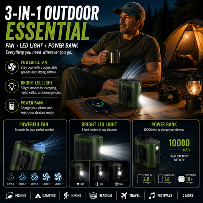 LITEGUEST 3-in-1 Cooling Fan, Power Bank &amp; LED Light