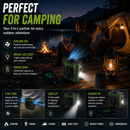 LITEGUEST 3-in-1 Cooling Fan, Power Bank &amp; LED Light
