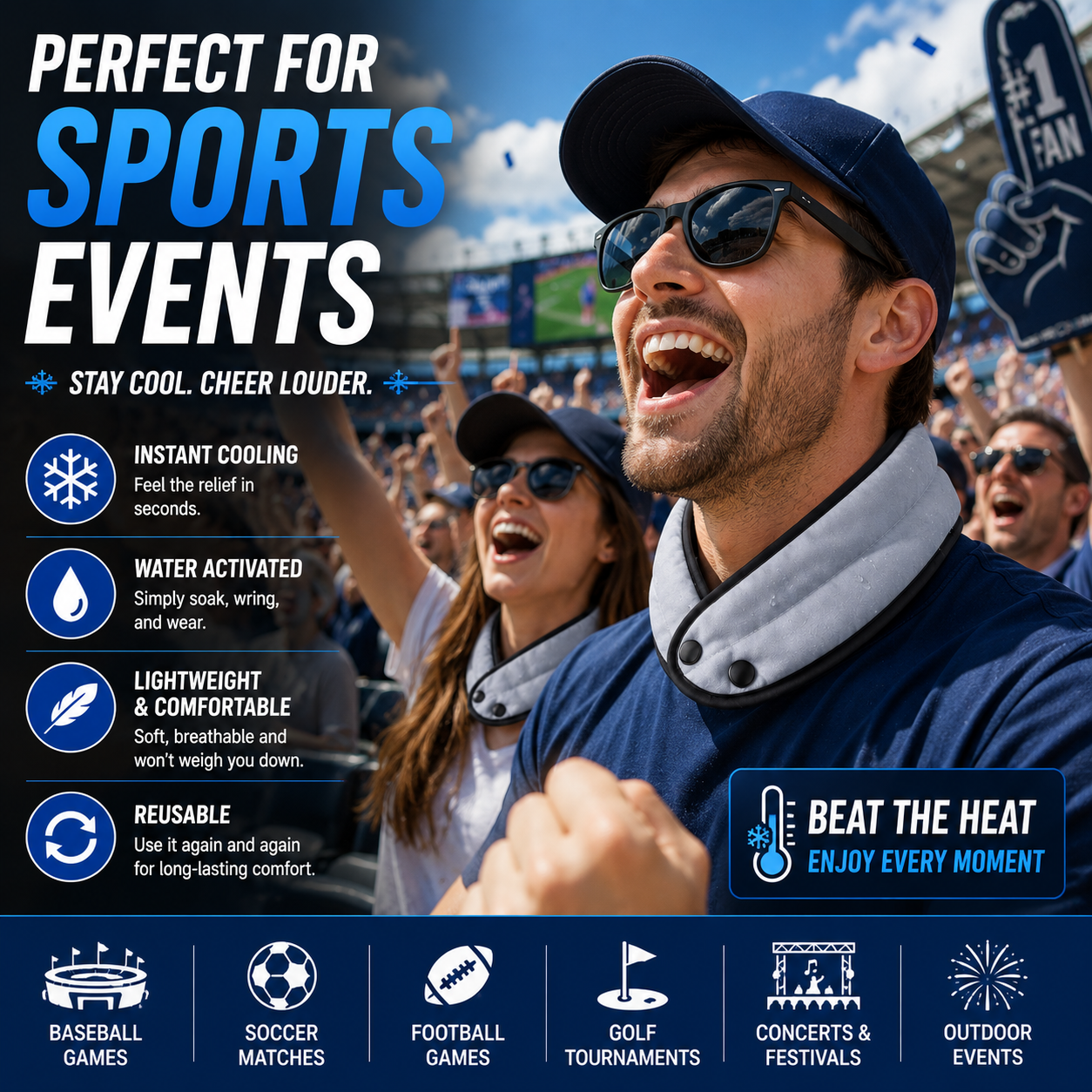 LITEGUEST Instant Cooling Neck Wrap | Water Activated Cooling Relief