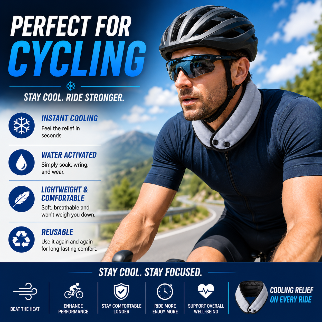 LITEGUEST Instant Cooling Neck Wrap | Water Activated Cooling Relief
