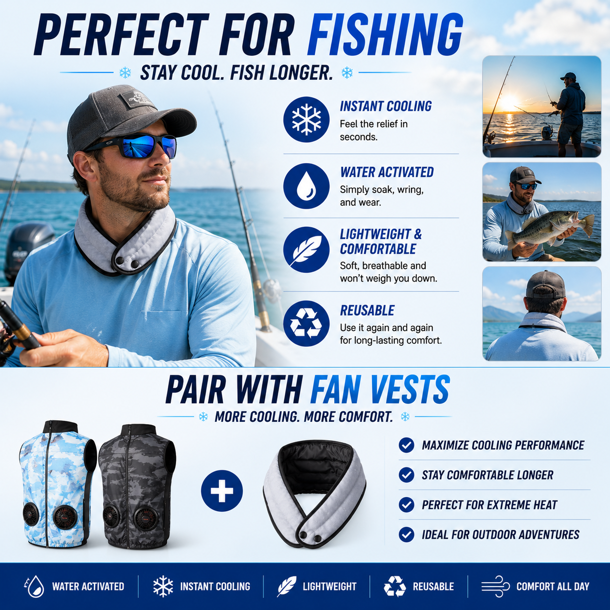 LITEGUEST Instant Cooling Neck Wrap | Water Activated Cooling Relief
