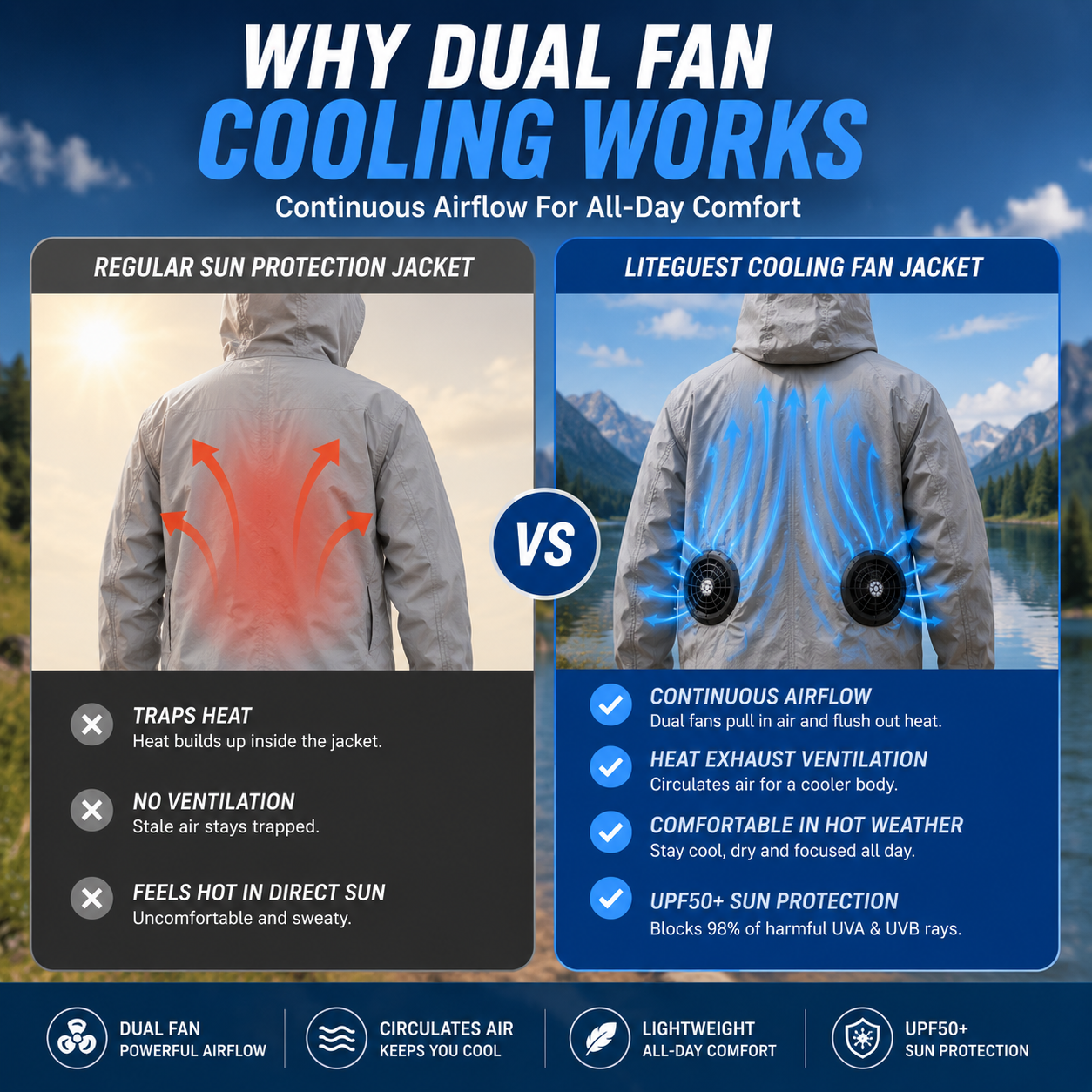 LITEGUEST Ultralight UPF50+ Cooling Jacket | Outdoor Cooling Gear