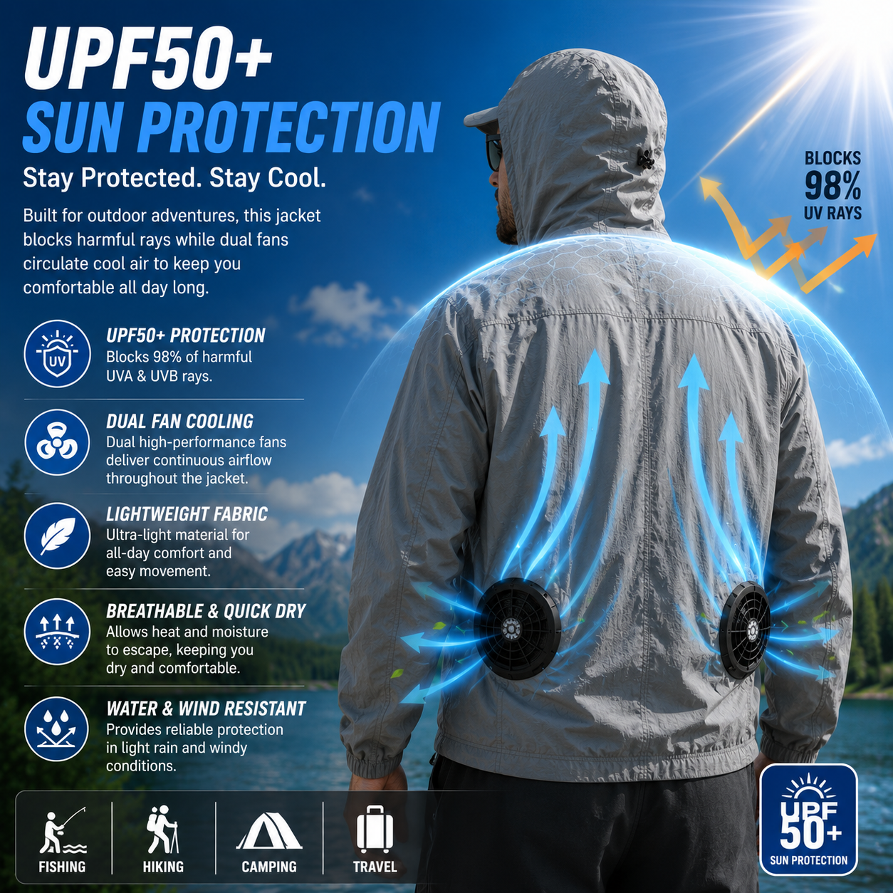 LITEGUEST Ultralight UPF50+ Cooling Jacket | Outdoor Cooling Gear