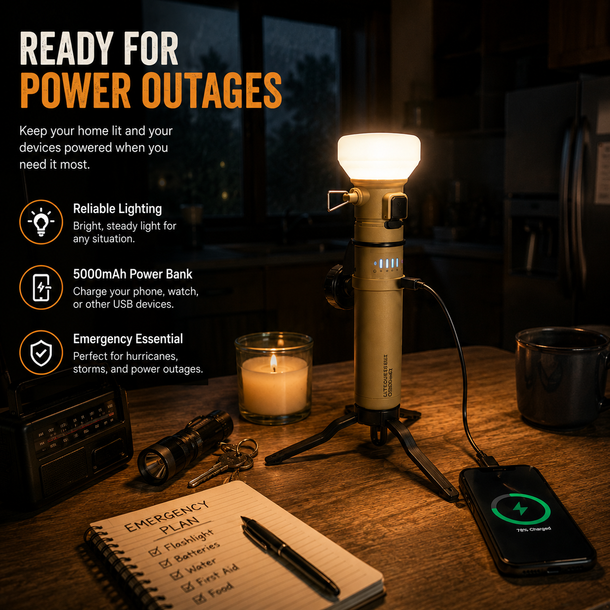LITEGUEST 2-in-1 Camping Lantern &amp; 5000mAh Power Bank